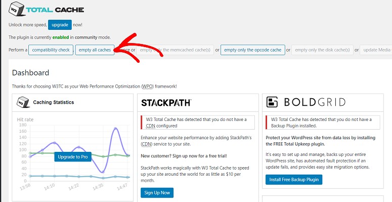 membersihkan cache di wordpress