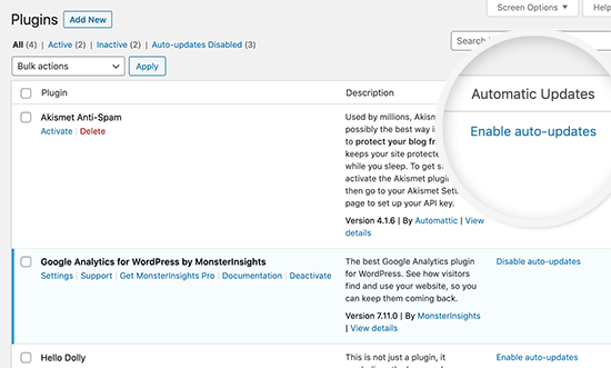 Mengaktifkan pembaruan otomatis untuk plugin di WordPress 5.5