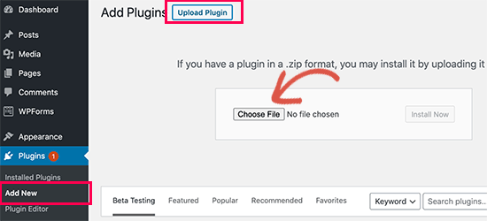 Unggah file zip plugin