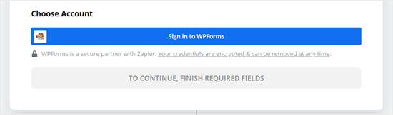 Klik tombol untuk masuk ke WPForms