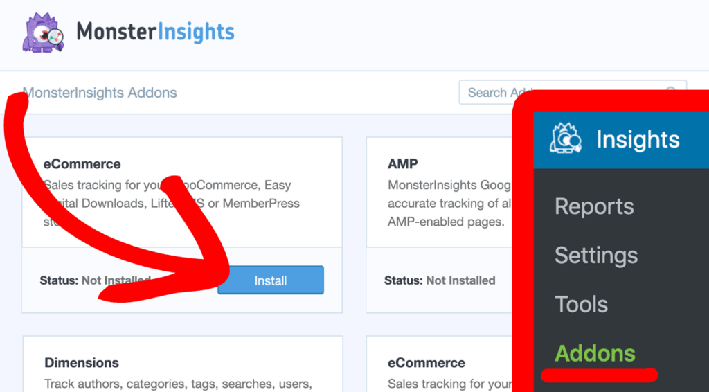 Instal-MonsterInsights-eCommerce-Addon