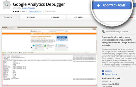 instal debugger google analytics