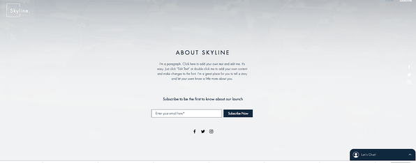 Di bawah lipatan Skyline Landing Page dari Wix