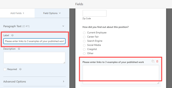 Mengedit label untuk bidang di WPForms