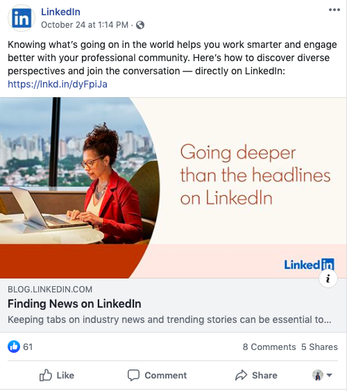 LinkedIn posting Facebook