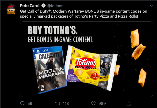 Contoh tweet promosi Totino