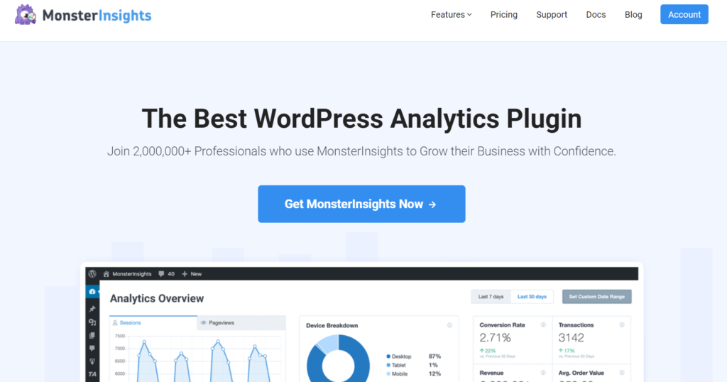 monsterinsights plugin wordpress terbaik untuk google analytics