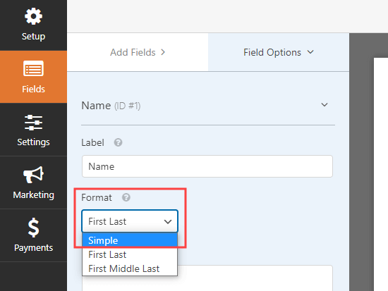 Mengubah bidang nama di WPForms