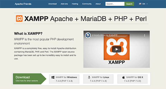 Unduh XAMPP ke komputer Anda