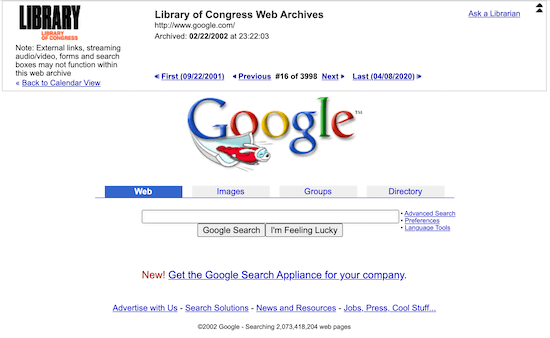 Hasil situs web Library of Congress