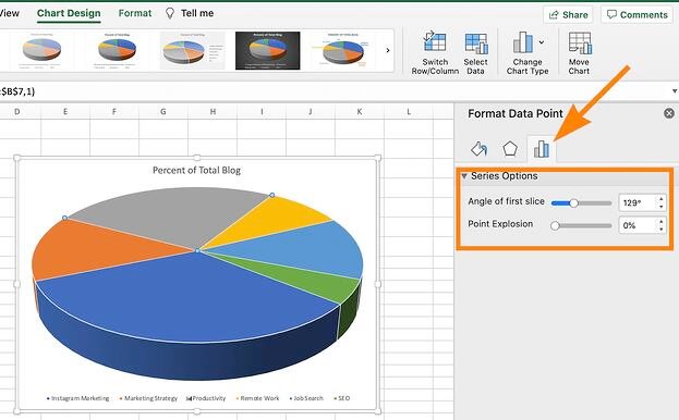 Cara memutar diagram lingkaran di excel menggunakan titik data format.