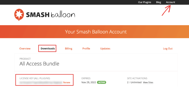 Kunci lisensi Smash Balloon