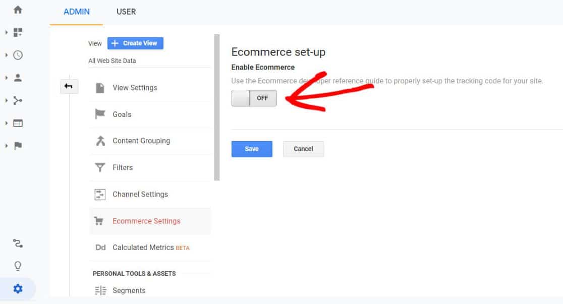 aktifkan pelacakan e-niaga di Google Analytics