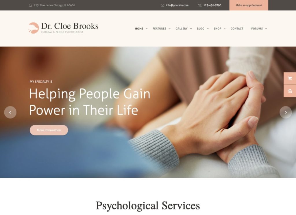 Cloe Brooks |  Tema WordPress Psikologi, Konseling & Medis + RTL