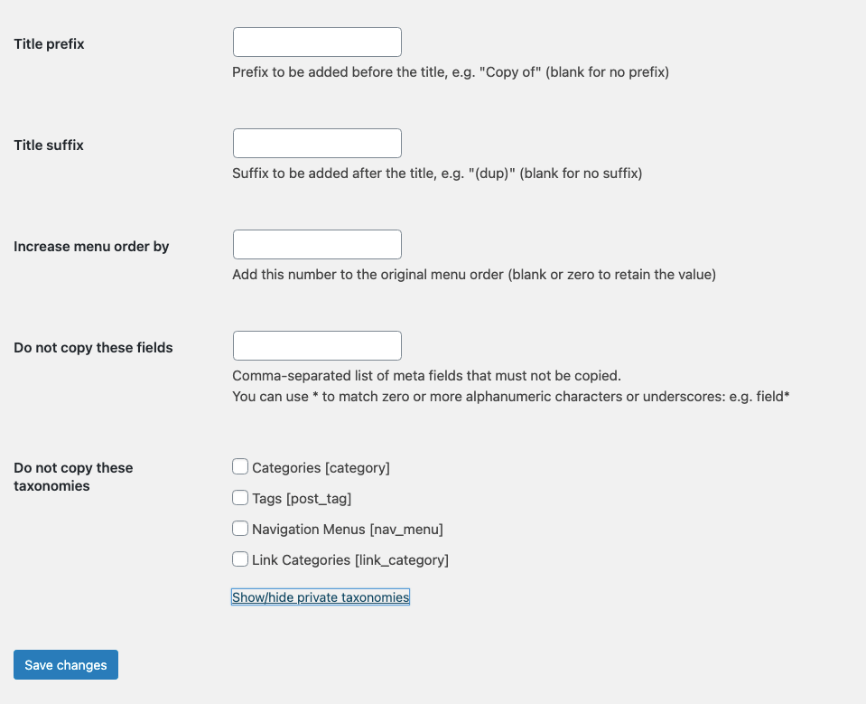 Opsi plugin posting duplikat untuk disalin