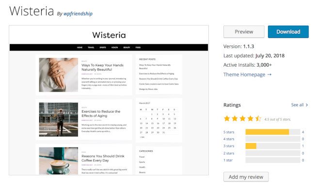 tema blog wisteria untuk wordpress