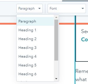 menerapkan tag heading menggunakan editor blog HubSpot