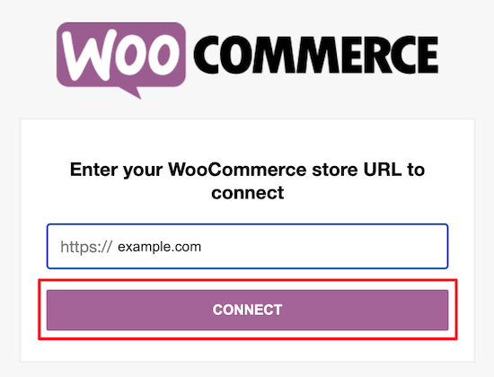 Masukkan URL toko WooCommerce