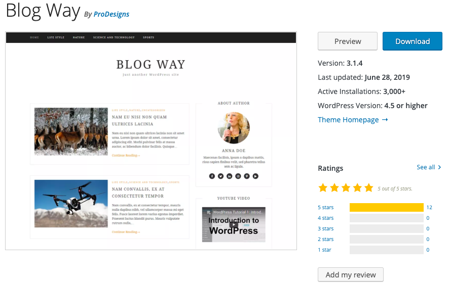 Blog Way tema blogging WordPress gratis