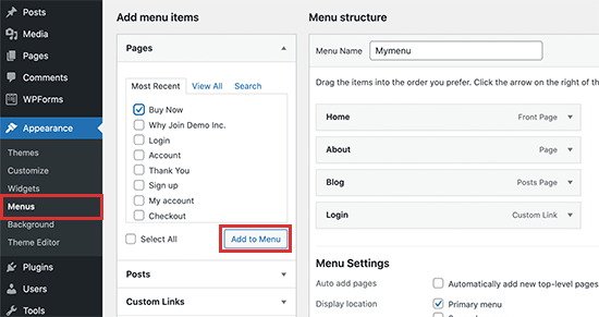 Tambahkan tautan ke menu WordPress