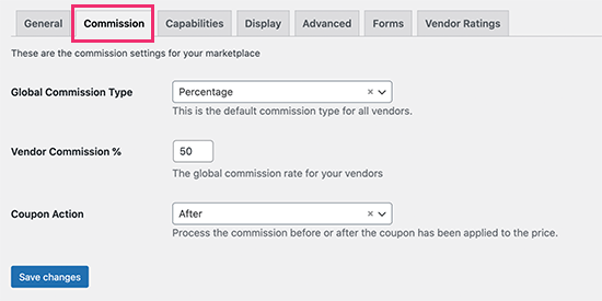 Tetapkan komisi default