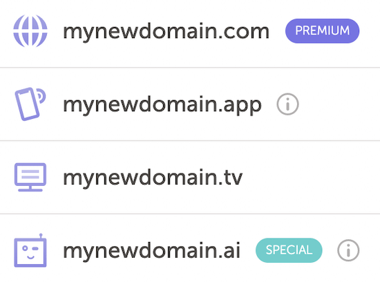 Contoh daftar ekstensi nama domain