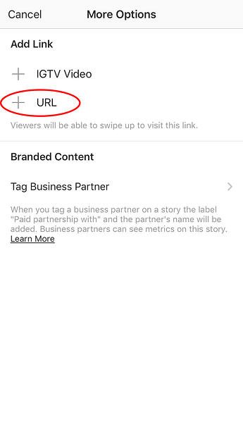 Tambahkan Tautan ke Kisah Instagram: Klik +URL