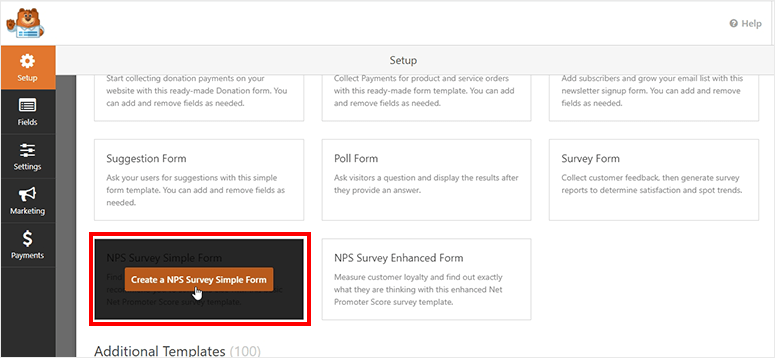 Buat formulir survei NPS