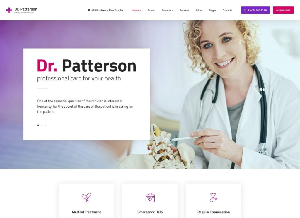 Dr.Patterson |  Tema WordPress Kedokteran & Dokter Kesehatan