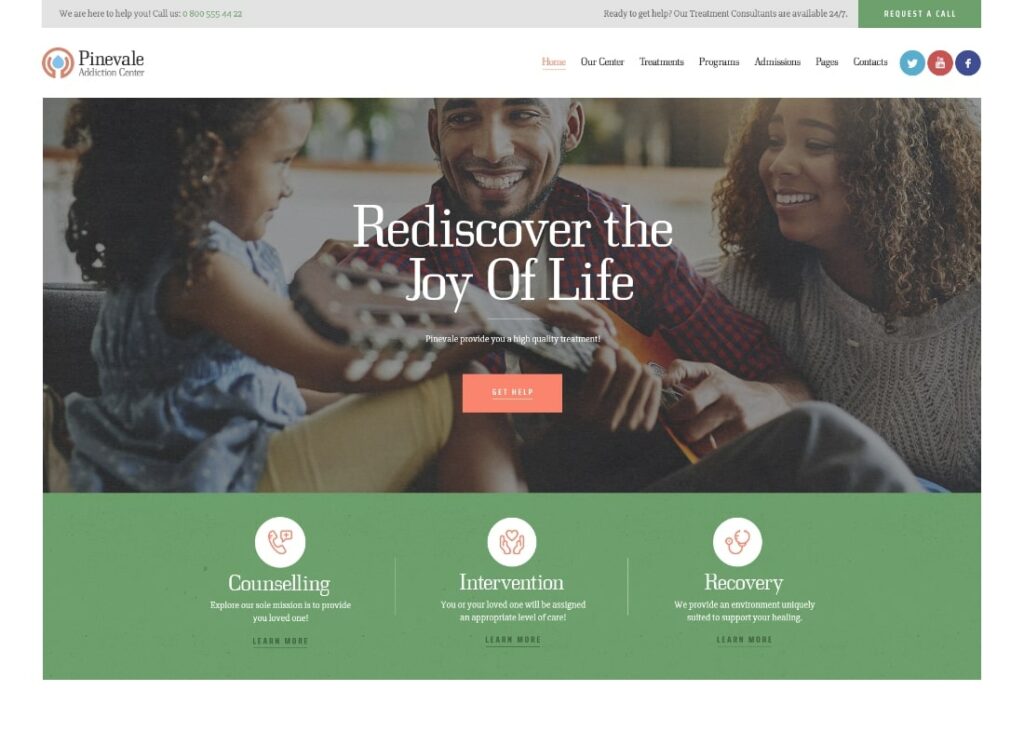 Pinevale |  Tema WordPress Pusat Pemulihan dan Rehabilitasi Ketergantungan