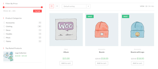 Contoh toko WooCommerce