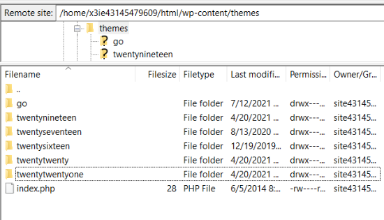 Arahkan ke file tema Anda di klien FTP