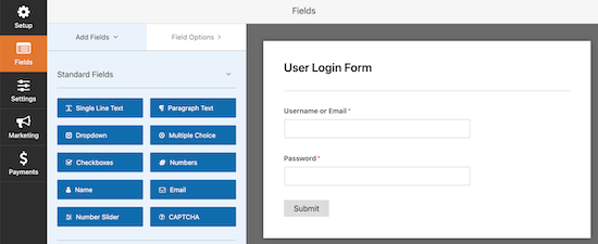 Formulir masuk WPForms