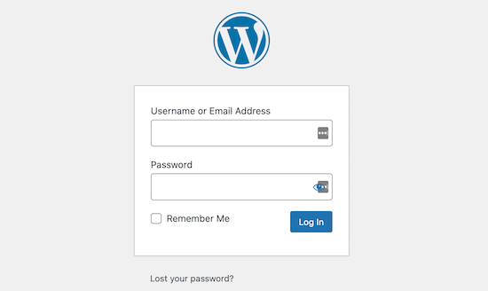 Halaman login WordPress default