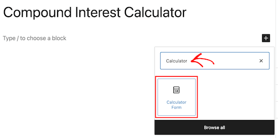 Tambahkan blok formulir kalkulator