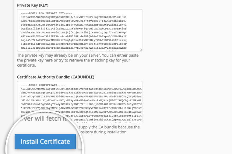 instal sertifikat yang diisi otomatis