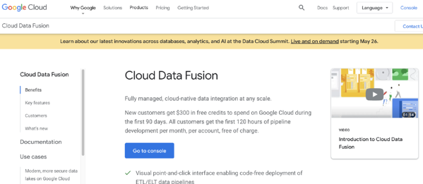 contoh perangkat lunak penyerapan dan integrasi data fusi data google cloud