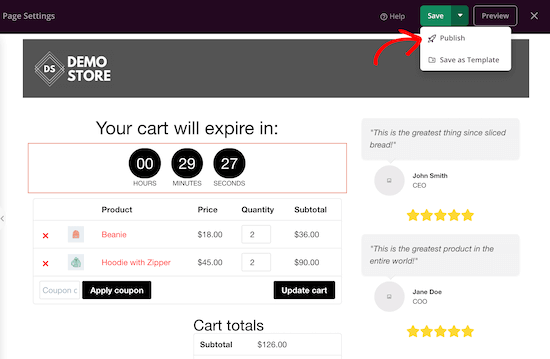 Halaman keranjang WooCommerce khusus