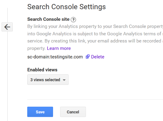 Lihat Search Console yang terhubung dengan Analytics