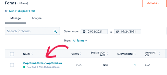 WPForms menangkap petunjuk