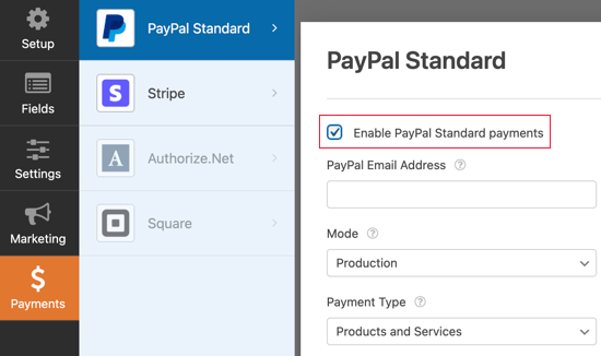 Centang Kotak 'Aktifkan Pembayaran Standar PayPal'