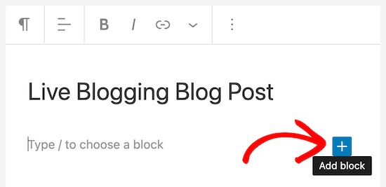 Tambahkan blok baru untuk blog langsung