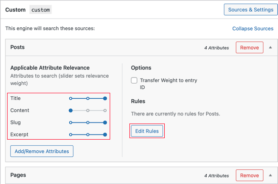 Slider Relevansi Atribut SearchWP