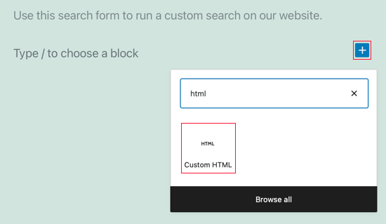 Tambahkan Blok HTML Khusus