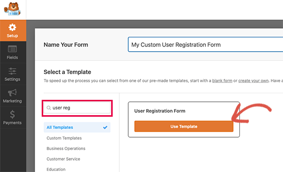 Templat formulir pendaftaran pengguna