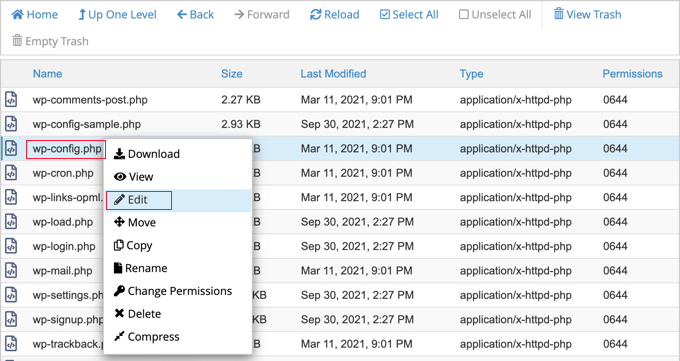 Edit File wp-config.php Situs Web Anda