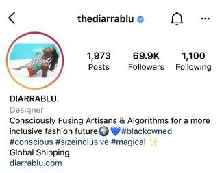 ide bio instagram: contoh diarra blu