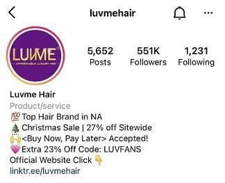 ide bio instagram: contoh rambut luvme