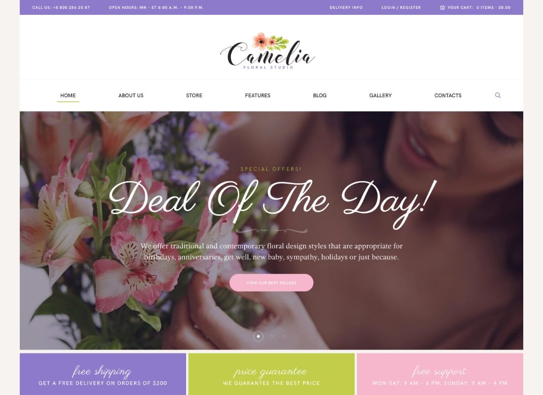 Camelia |  Tema WordPress Floral Studio Florist