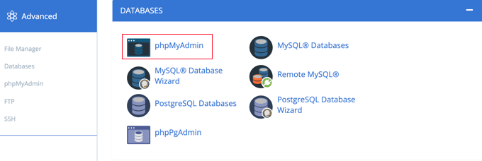 Buka phpMyAdmin dari CPanel